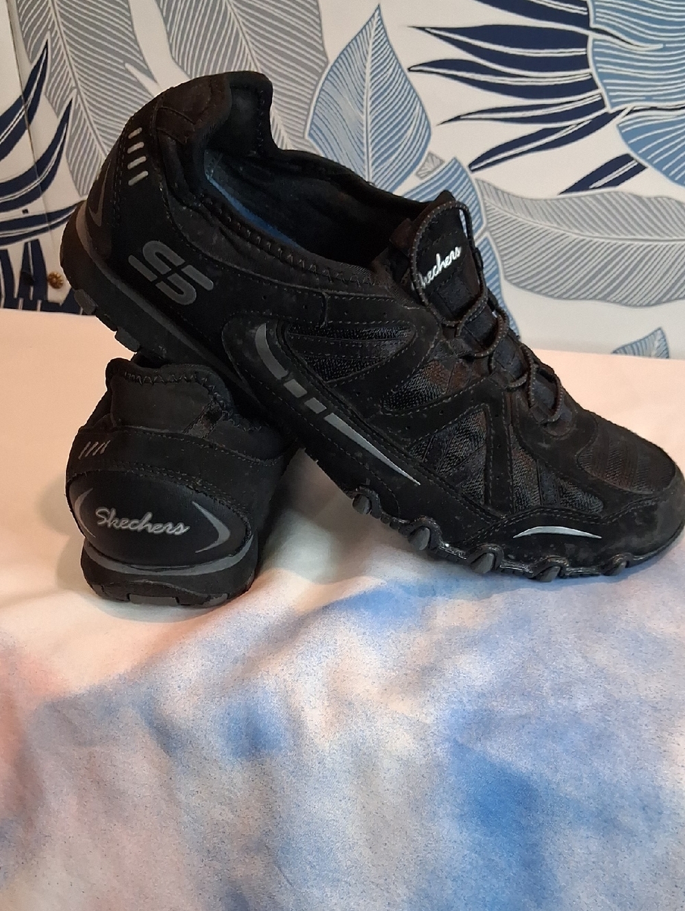 Skechers Black and Gray Trail Athletic Shoes